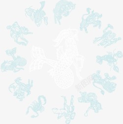 手绘巨蟹座十二星座矢量图高清图片