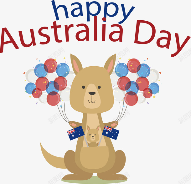 拿着气球束的可爱袋鼠png免抠素材_新图网 https://ixintu.com 可爱袋鼠 拿着气球 澳大利亚日 澳大利亚袋鼠 矢量png 袋鼠