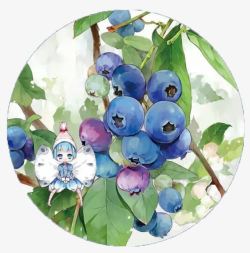 手绘可爱蓝莓拟人素材