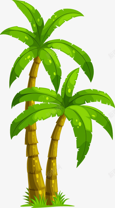 手绘彩色椰子树10png免抠素材_新图网 https://ixintu.com 俯视椰子树 大树 手绘 树木 植物