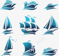 帆船logo蓝色船只图标高清图片