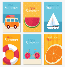 面包卡片6款彩色夏季卡片矢量图高清图片