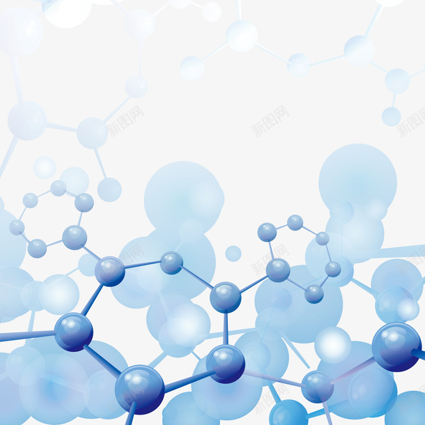 蓝色分子结构矢量图ai免抠素材_新图网 https://ixintu.com 分子结构 化学式 物理 物理元素 物理学科 科学研究 蓝色 矢量图