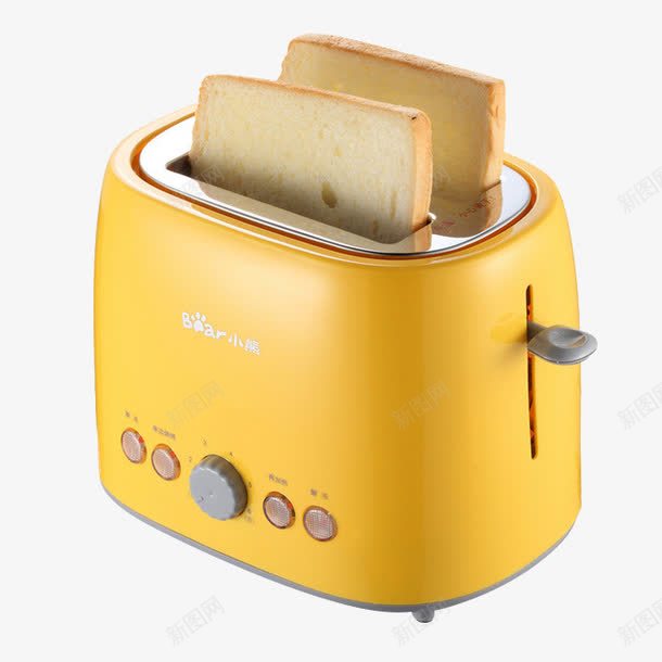 小熊面包机DSL606png免抠素材_新图网 https://ixintu.com 产品实物 多士炉早餐机 小家电 烤面包机 黄色