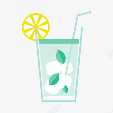 柠檬香茅绿色圆柱饮料杯子元素矢量图图标图标