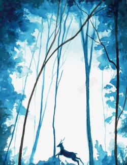 蓝色的鹿蓝色森林高清图片