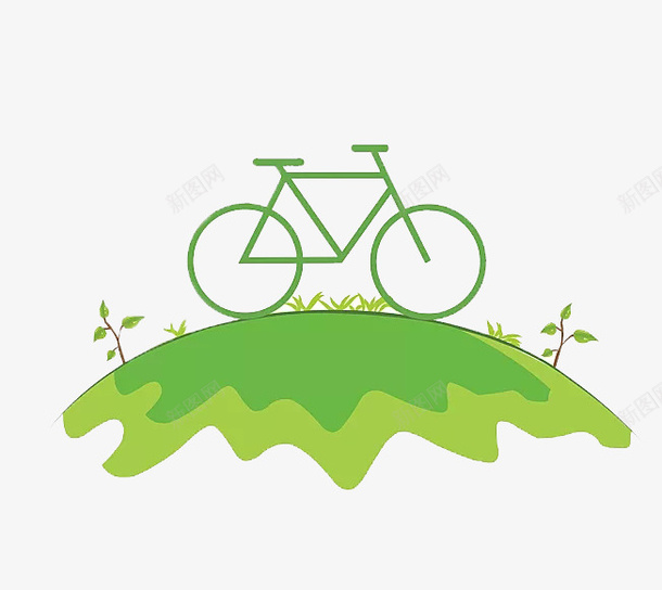 绿色环保自行车png免抠素材_新图网 https://ixintu.com 健康 出行 大自然 市民公约 春天 环保 绿色 自行车 节约