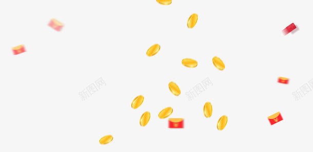 飞翔的红包金币png免抠素材_新图网 https://ixintu.com 抽奖素材 海报装饰 理财产品