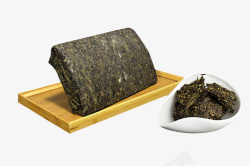 茯茶真材实料的茯茶茶砖高清图片