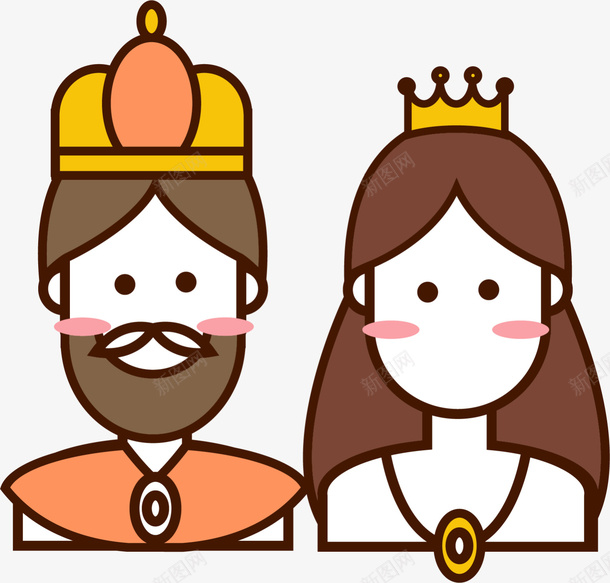 卡通可爱国王和王后png免抠素材_新图网 https://ixintu.com 公主 国王 婚庆 婚礼 恋人 浪漫 爱情 王后 王子 王子和公主