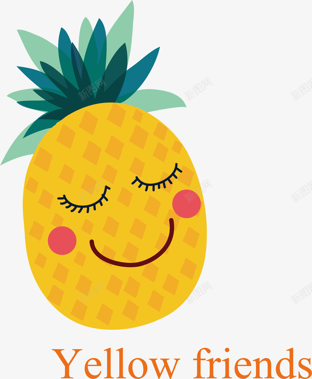 手绘菠萝png免抠素材_新图网 https://ixintu.com 创意 卡通 可爱 彩色的 手绘的 漫画 矢量的 简单 菠萝 表情