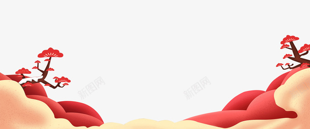 红色树装饰物png免抠素材_新图网 https://ixintu.com 假山装饰 新春装饰 枫叶 红色树装饰物 红色的山 长青树