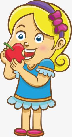 矢量图吃苹果吃苹果的小女生高清图片