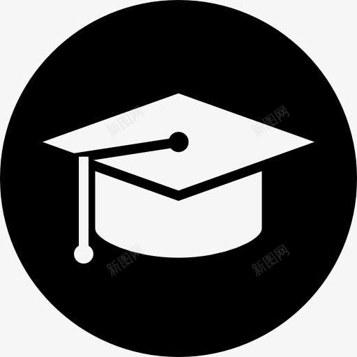 毕业帽圆形按钮图标png_新图网 https://ixintu.com 大学 学位 学士 学士学位 毕业 毕业帽 社会