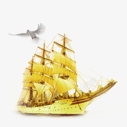 金色创意帆船元素素材