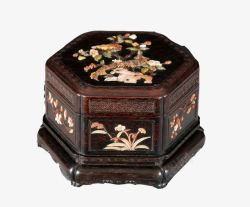 古典珠宝海六角木盒子高清图片