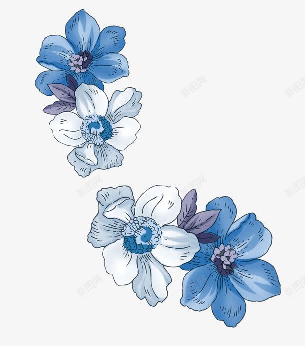 蓝色的花png免抠素材_新图网 https://ixintu.com 卡通花 复古 欧式 花 蓝色 蓝色的花