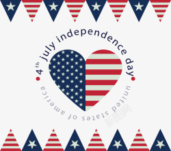 独立剪裁美国国旗花纹爱心矢量图高清图片
