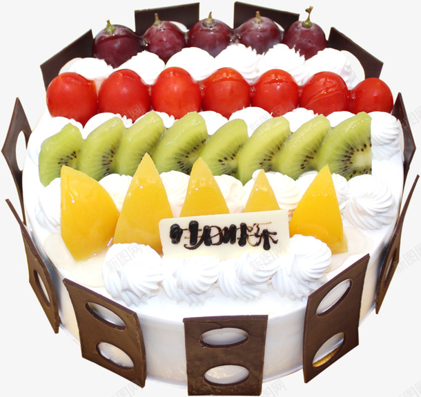 缤纷果园水果蛋糕png免抠素材_新图网 https://ixintu.com 奶油 巧克力围边 时令水果 水果蛋糕 生日蛋糕