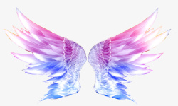 炫彩翅膀卡通手绘炫彩紫色渐变翅膀高清图片