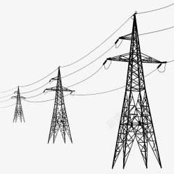 电塔手绘几何线条高压电线塔高清图片