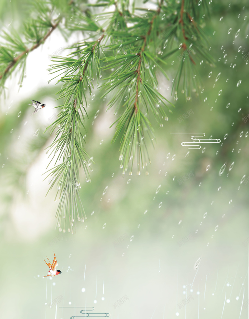 简约二十四节气谷雨海报jpg设计背景_新图网 https://ixintu.com 24节气 二十四节气 传统文化 树叶 简约 绿色 节日 谷雨 鸟