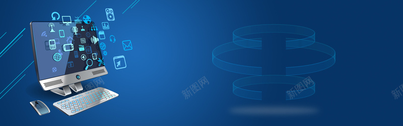 蓝色商务科技电子互联网banner背景