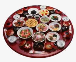 石锅泡菜汤一桌韩国料理高清图片