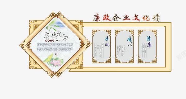 廉政企业文化墙png免抠素材_新图网 https://ixintu.com 创意文化墙 复古 展板