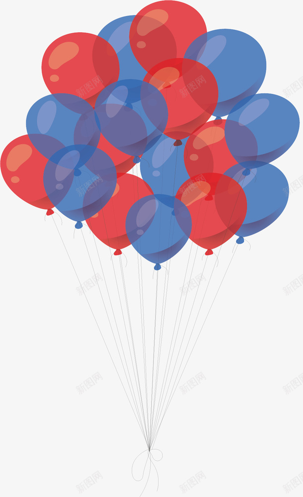 红蓝配色节日气球矢量图ai免抠素材_新图网 https://ixintu.com 气球 气球束 矢量png 红蓝色 美国独立日 节日气球 矢量图