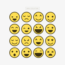 黄色笑脸免抠EMOJI简洁卡通圆脸表情包矢量图高清图片