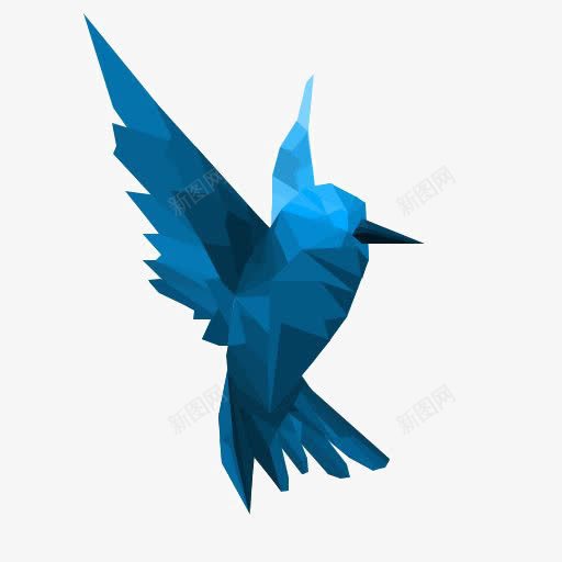 蓝色麻雀png免抠素材_新图网 https://ixintu.com 创意几何图形 小鸟 飞翔的麻雀