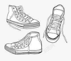线条鞋子手绘鞋子矢量图高清图片