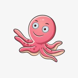 手绘章鱼粉色卡通章鱼高清图片