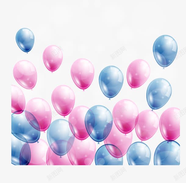 蓝色粉色生日气球png免抠素材_新图网 https://ixintu.com 气球 生日 粉色 蓝色