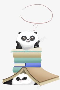 熊猫看书素材