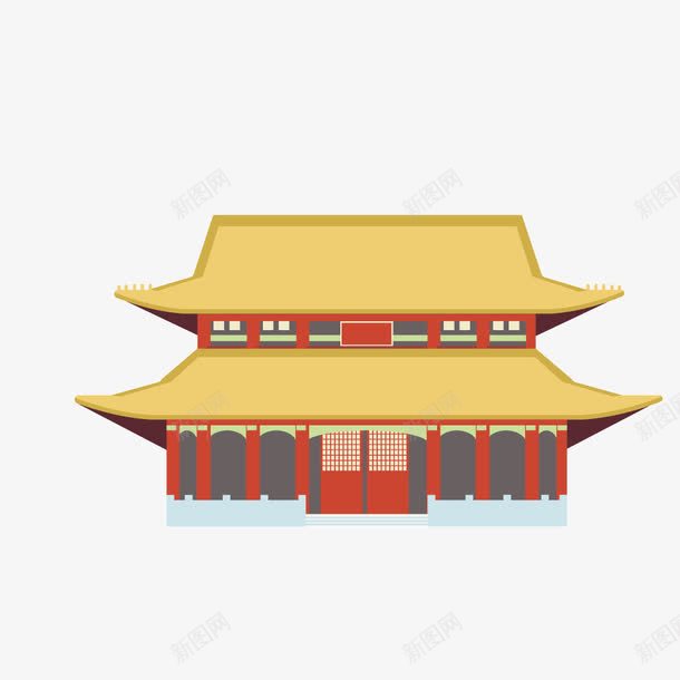 中国宫殿建筑矢量图ai免抠素材_新图网 https://ixintu.com 古典建筑 宫殿 故宫 金黄 矢量图