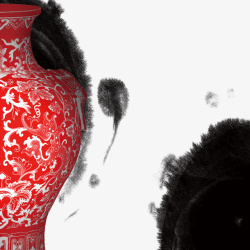 青花瓷宣传中国风红色青花瓷包装装饰高清图片