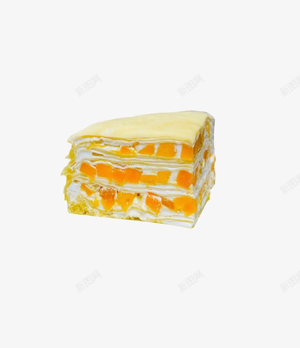 芒果千层蛋糕png免抠素材_新图网 https://ixintu.com 奶油 小块蛋糕 甜品屋 芒果慕斯 西式糕点 黄色