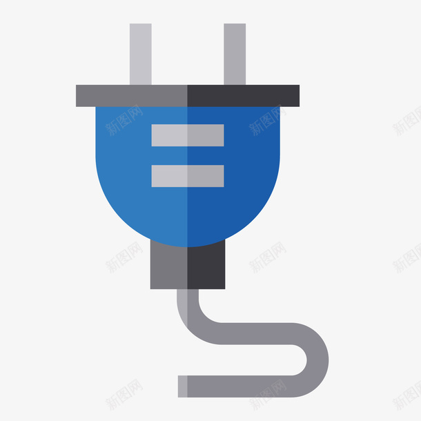 蓝色插头png免抠素材_新图网 https://ixintu.com 光泽 商务 扁平化 插头 渐变 纹理 蓝色 质感