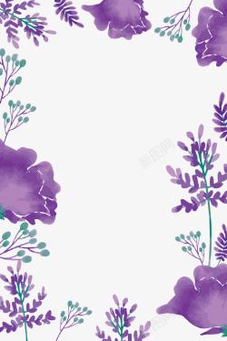 花海边框手绘水彩紫色花卉边框高清图片