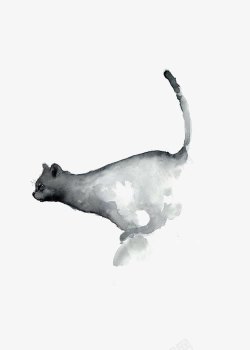奔跑的猫咪水彩猫咪高清图片