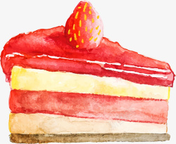 吃货美食节粉色水彩草莓蛋糕高清图片