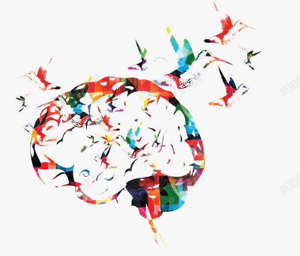 抽象彩色创意头脑风暴鸟png免抠素材_新图网 https://ixintu.com 创意素材 头脑风暴 抽象创意 飞鸟