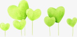 绿色爱心插画小气球素材