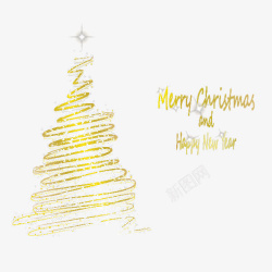霓虹圣诞树金色霓虹灯圣诞树高清图片