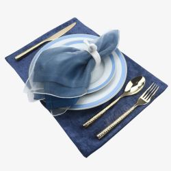 蓝色餐布素雅餐桌布高清图片