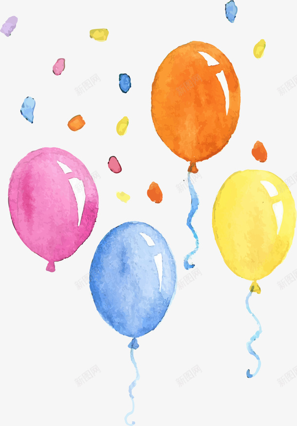 儿童节手绘多彩气球png免抠素材_新图网 https://ixintu.com 一堆气球 儿童节 多彩气球 手绘气球 水彩 绘画