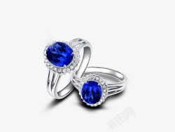 蓝色钻石戒指珠宝素材