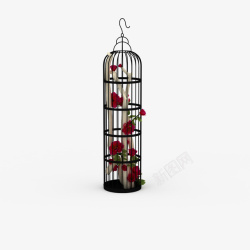 花纹鸟笼玫瑰黑色花纹中式鸟笼高清图片